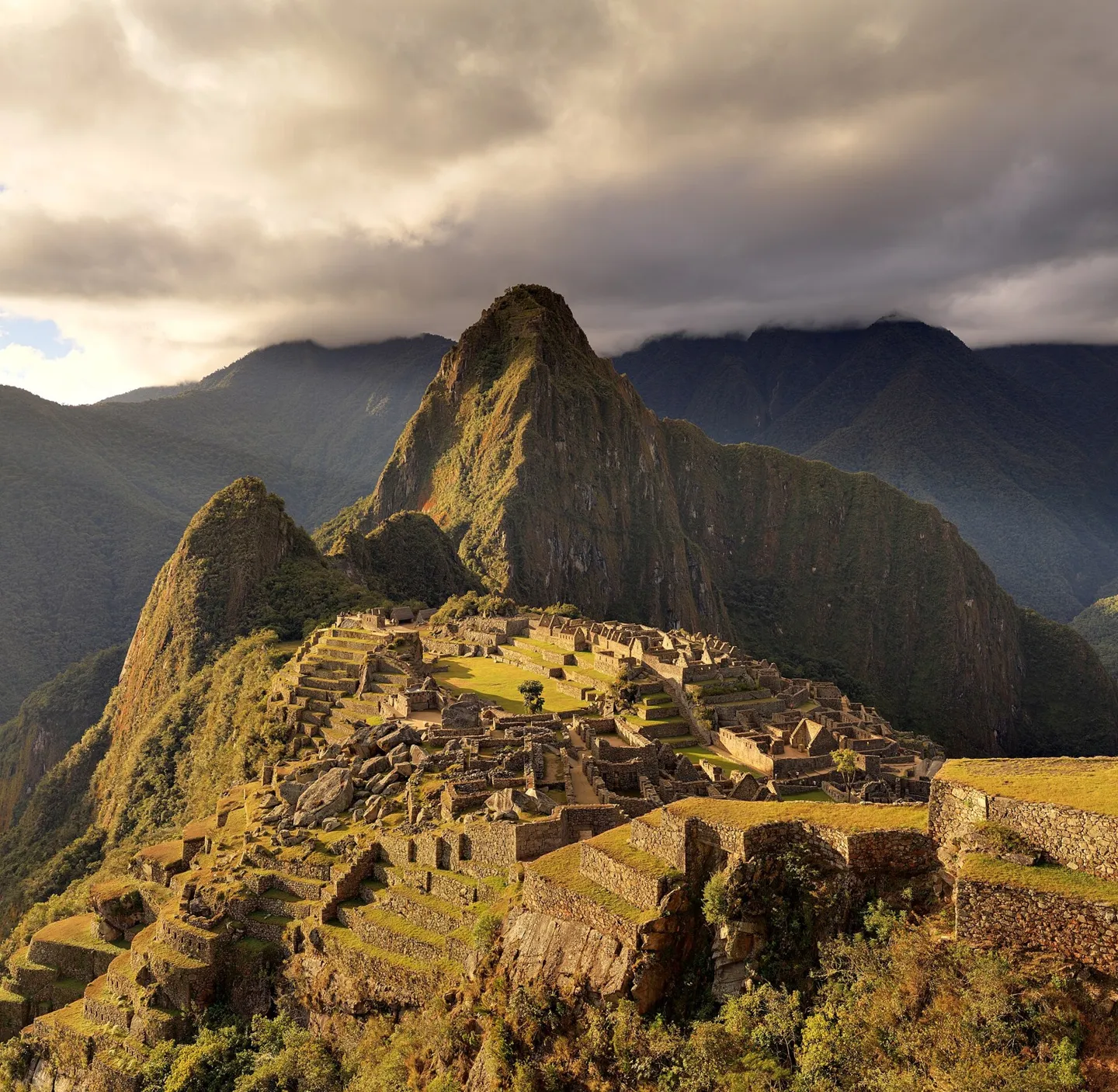 The Macchu Picchu, a UNESCO World Heritage Site near Cusco in Peru, at twilight.