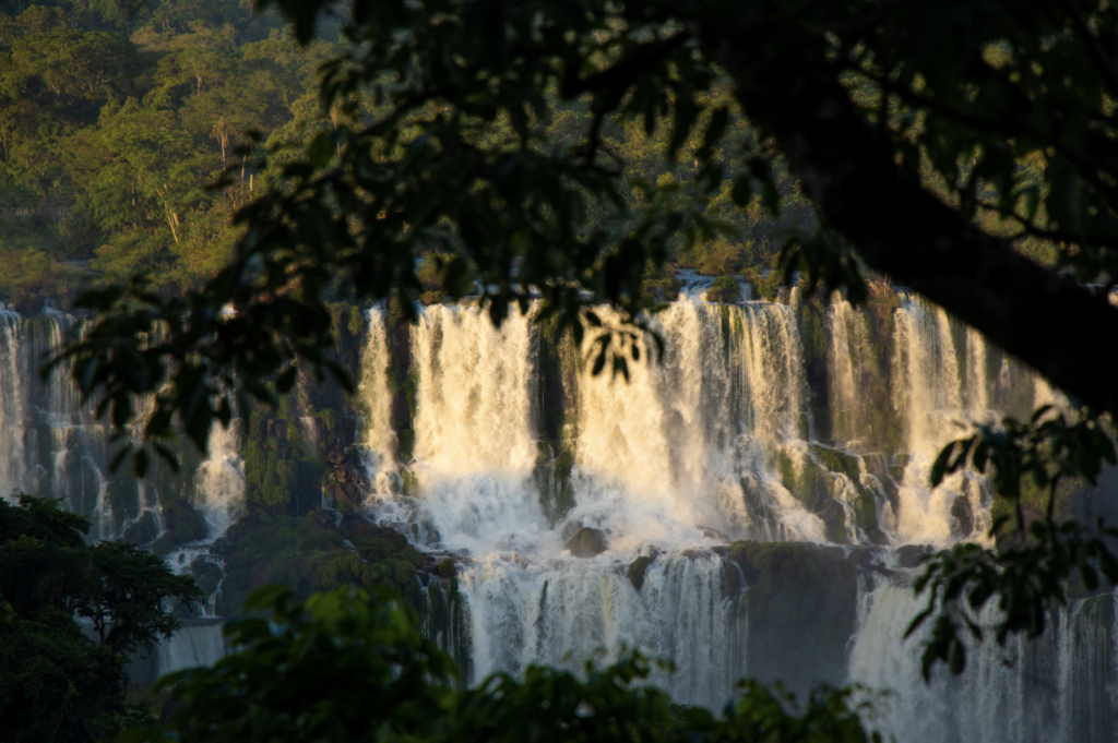 Luz da manhã batendo nas Cataratas do Iguaçu